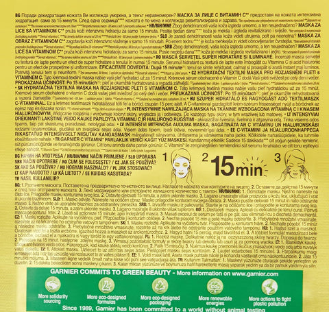 Garnier Vitamin C Super Hydrating Sheet Mask, 6 Count